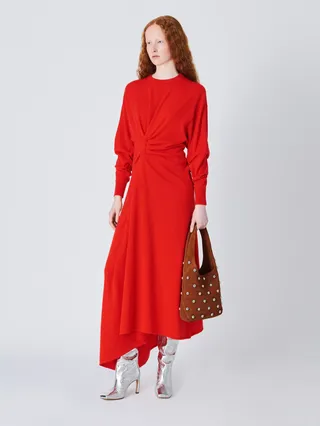 John Lewis X A.w.a.k.e. Mode Knitted Knot Dress, Red