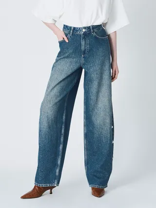 John Lewis X A.w.a.k.e. Mode Studded Jean, Mid Blue Wash