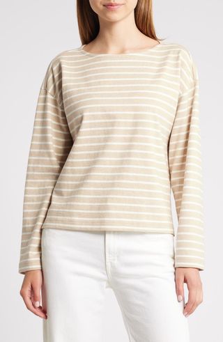 Macy Stripe Long Sleeve Cotton T-Shirt