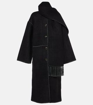 Embroidered Wool-Blend Scarf Coat