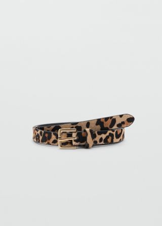 Slim Leopard-Print Leather Belt - Women | Mango Usa