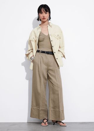 Wide Fold-Up Cuff Trousers