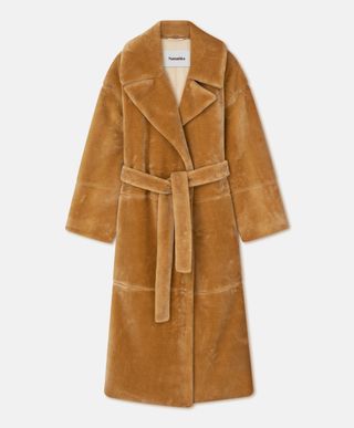 Carian - Faux Fur Trench Coat - Biscuit