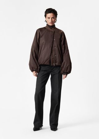 Voluminous-Sleeve Bomber Jacket