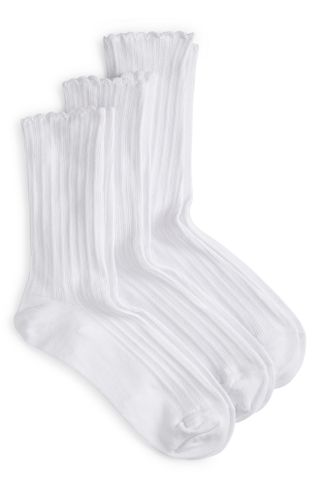 3-Pack Scalloped Pointelle Crew Socks