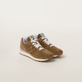 New Balance X Miu Miu 574 Striped Velvet Sneakers