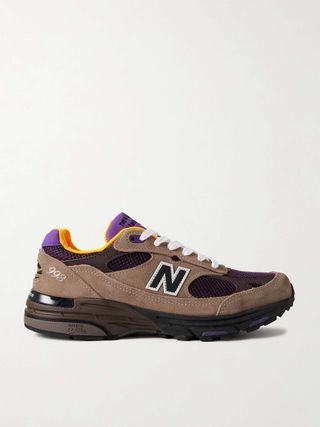 993 Leather-Trimmed Suede and Mesh Sneakers