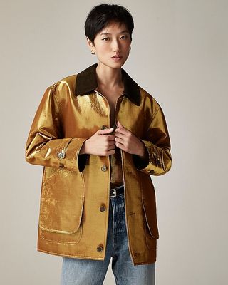 Christopher John Rogers X J.crew Barn Jacket™ in Gold Lamé