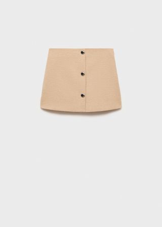 Button Detail Miniskirt in Beige