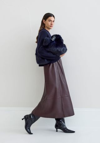 Agatha Leather Midi Skirt