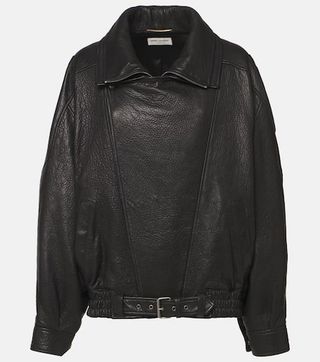 Oversized Leather Bomber Jacket