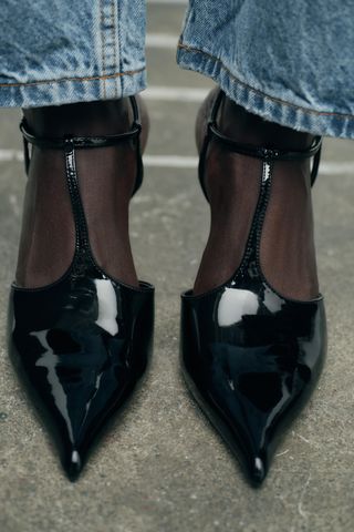 Heeled Faux Patent Leather Shoes