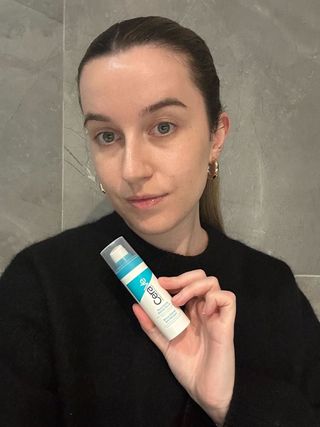 Junior beauty editor Grace Lindsay testing the Cerave retinol serum