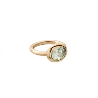 Gold Green Quartz Baby Treasure Ring