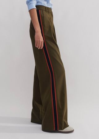 Wool Sharp Pleat Front Wide-Leg Trouser