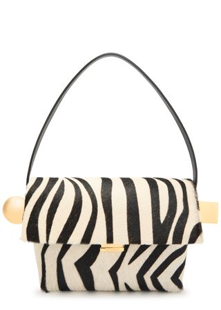 Le Rond Carré Zebra Calf-Hair Shoulder Bag