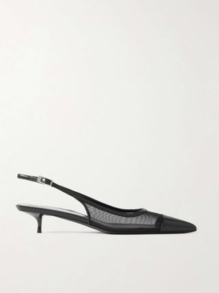 Oxalis Leather-Trimmed Mesh Slingback Pumps