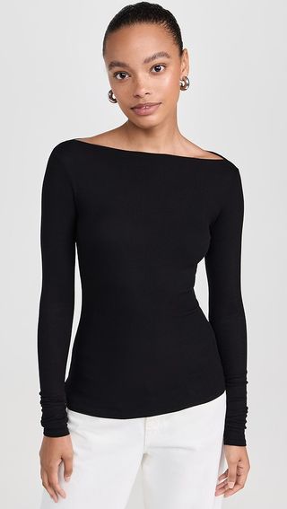 Enza Costa Silk Knit Boat Neck Top