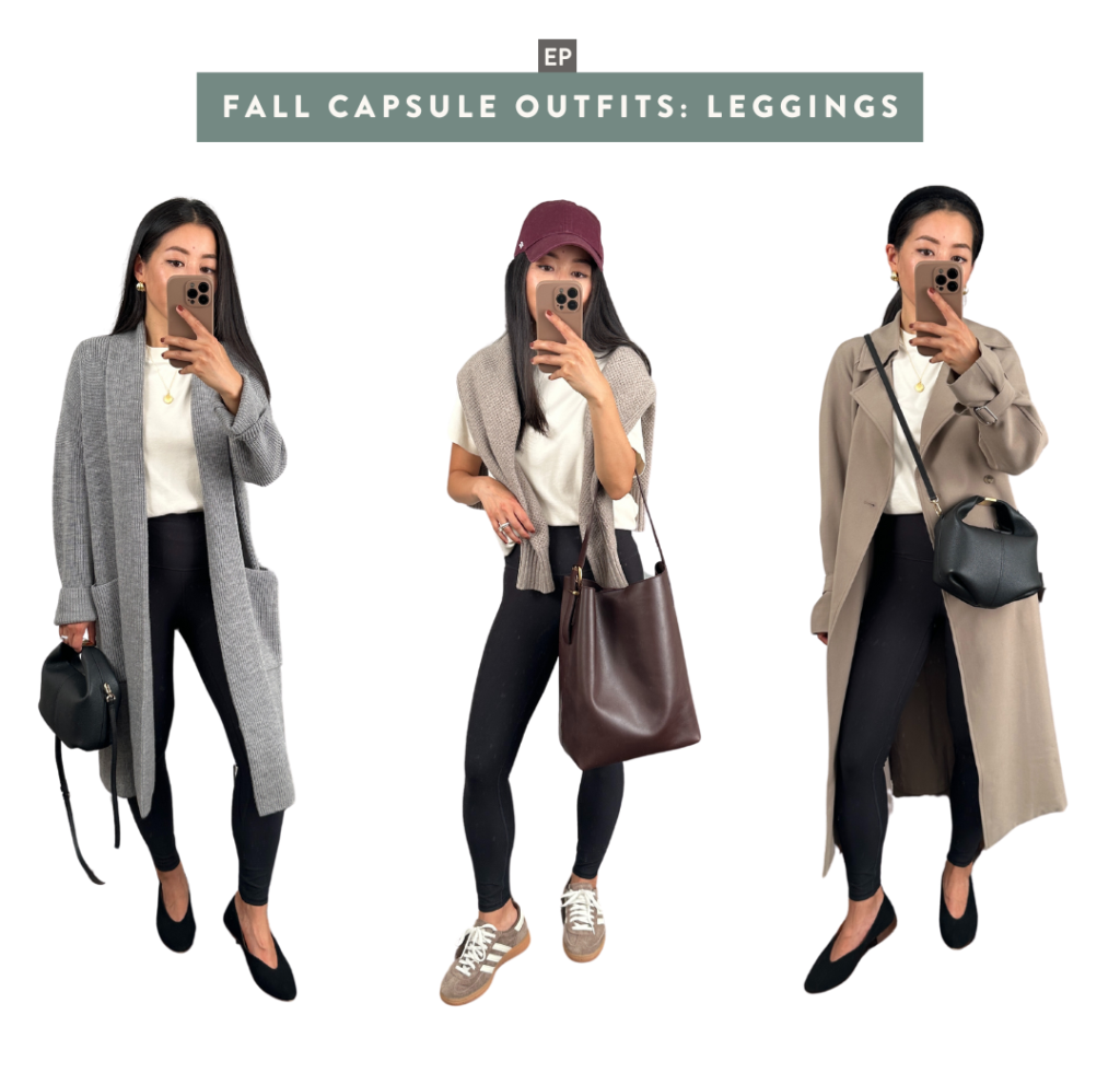 petite friendly fall 2024 capsule outfits with leggings