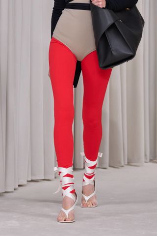 Red leggings on the S/S 25 Ferragamo runway