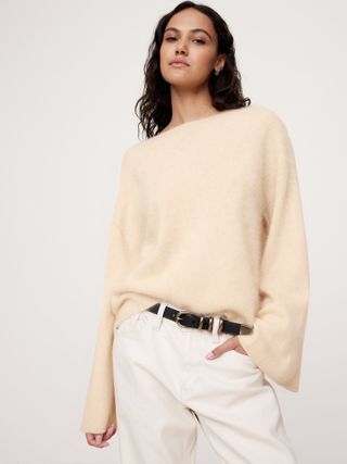 Banana Republic, Brushed Cashmere Flare-Sleeve Sweater