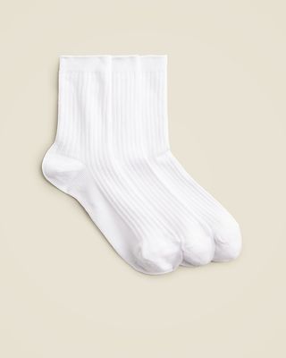 Ribbed Cotton Bootie Socks Three-Pack