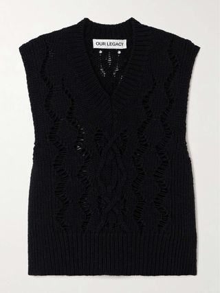 Michigan Cropped Open-Knit Wool Tank