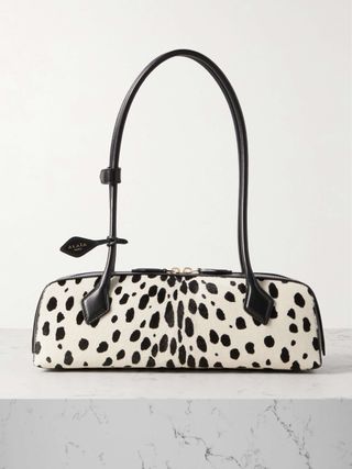 Le Teckel Medium Leather-Trimmed Printed Calf Hair Shoulder Bag