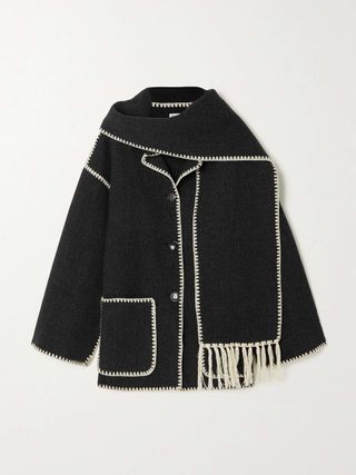 + Net Sustain Draped Fringed Wool-Blend Jacket