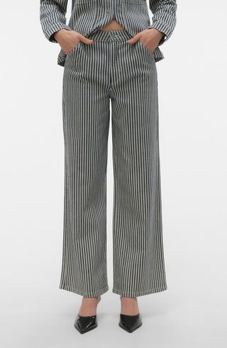 Kathy Stripe High Waist Wide Leg Jeans