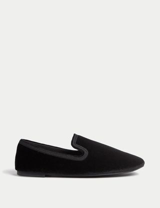 Velvet Square Toe Pump Slippers