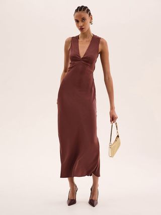 Nova Tie Back Dress in Chocolate 4