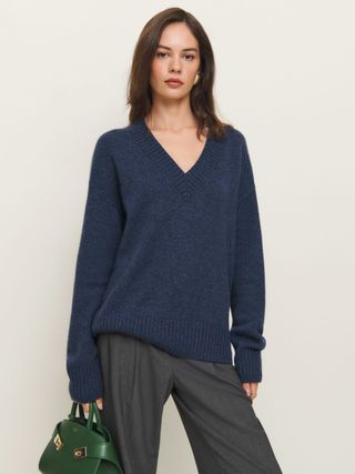 Jadey Cashmere Oversized V-Neck Sweater