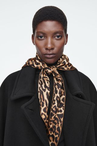 Leopard-Print Silk Triangle Scarf