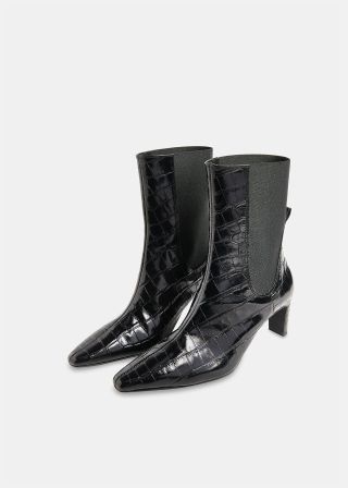 Black Darla Croc Heeled Boot