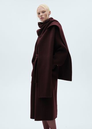 Wool Coat With Detachable Scarf - Women | Mango United Kingdom