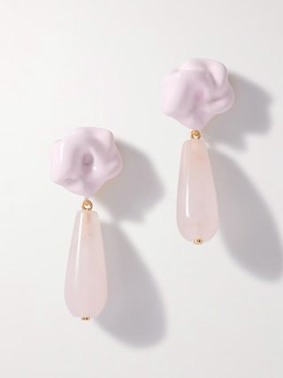 COMPLETEDWORKS, Gold-Plated, Rose Quartz and Enamel Earrings