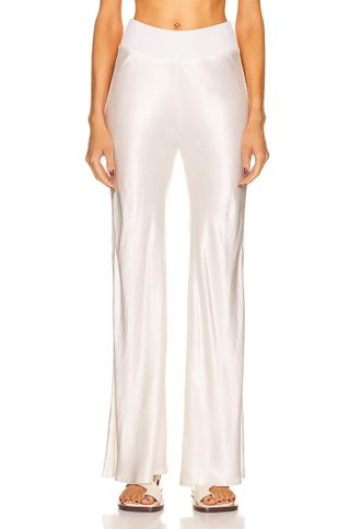 Enza Costa Bias Cut Satin Pants in White