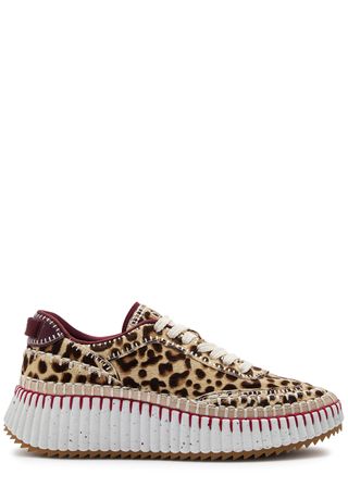 Nama Leopard-Print Calf-Hair Sneakers