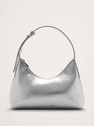 Banana Republic, Metallic Leather Crescent Shoulder Bag