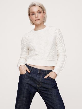 Banana Republic, Cotton-Blend Cable-Knit Sweater