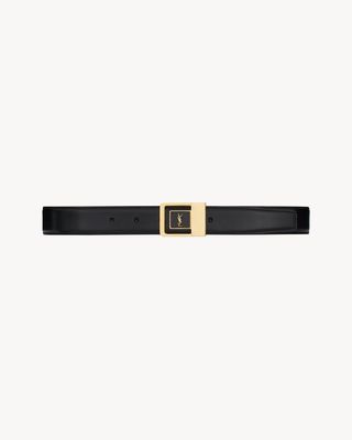 ysl, LA 66 buckle belt in lacquered leather