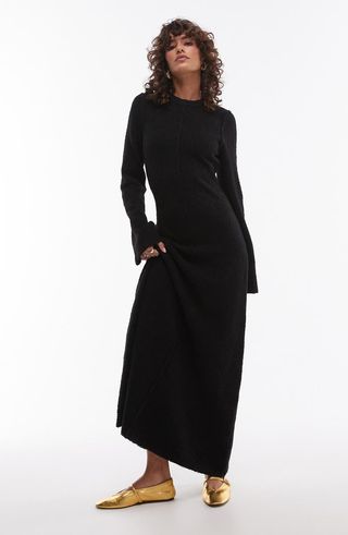 Bouclé Long Sleeve Maxi Dress