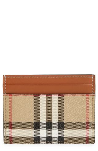 Sandon Check Canvas & Leather Card Case