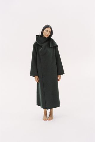 Zw Collection Wool Blend Scarf Coat