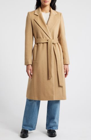 Sam Edelman, Tie Belt Wool Blend Wrap Coat