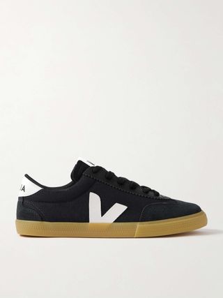 Volley Suede and Leather-Trimmed Canvas Sneakers