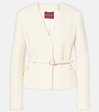 Belted Wool-Blend Bouclé Jacket