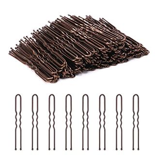 Cehony U Shaped Hair Pins, 200 Count Buns Waved U-Shaped Hair Pins for Updos With Box for Women Lady Girls Bobby Pins French Historical Hair Pin Hair Styling Pins Hair Accessories (brown, 2.4 Inch)