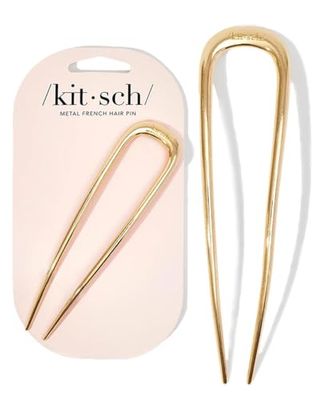 Kitsch Metal French Hair Pins for Women - Gold French Pins for Thick Hair, U Shaped Hair Pins, Metal Hair Pin for All Hair Types, Hair Sticks for Buns, French Twist Hair Pin, Hair Fork - 1pc Gold